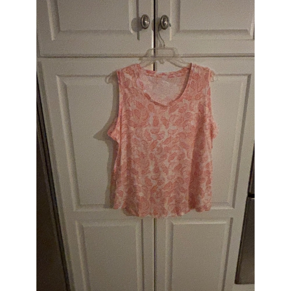 Blue Sol Womens Large Orange Paisley Cotton Modal Sleeveless Tank Top Scoop Neck